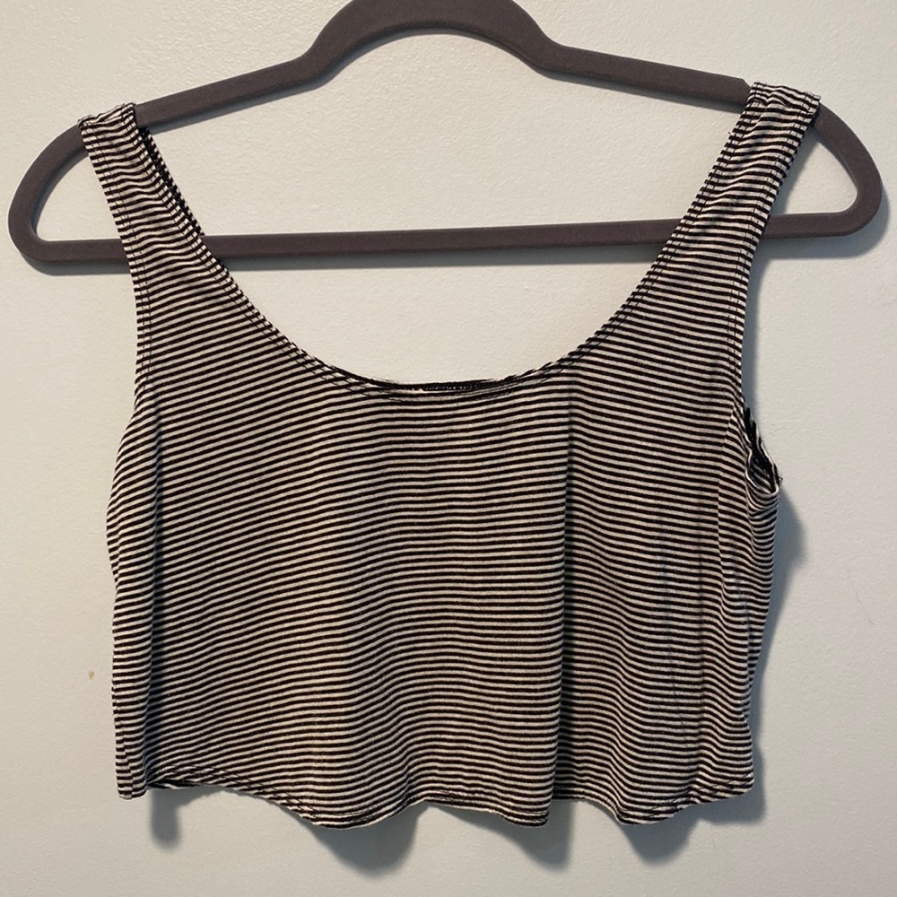 COPY - Black and White Striped Cropped Tank